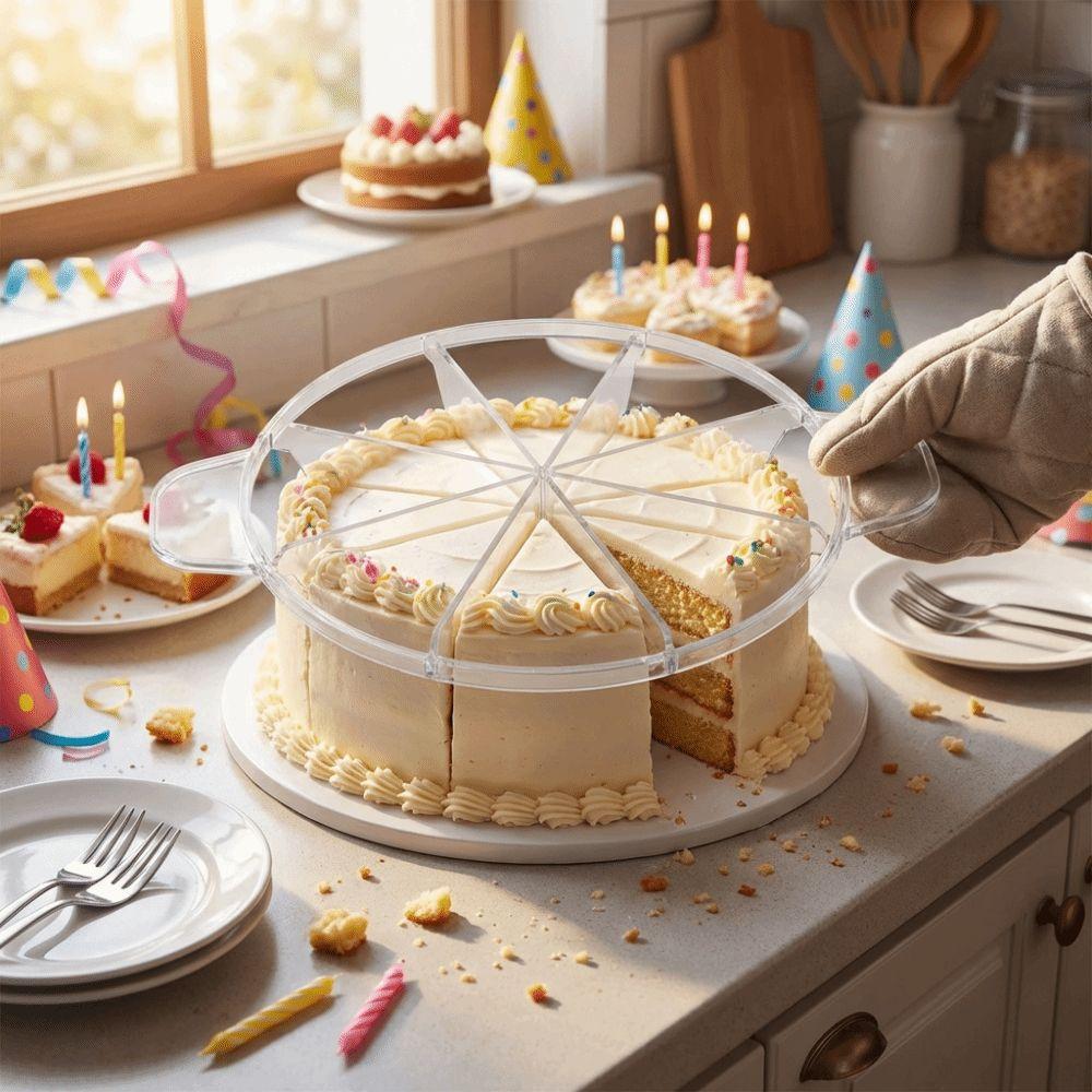 Taglia torta a 6/8 fette con manico, affettatore, anti-ruggine, pressa per tagliare la pizza, strumento per torte a strati in plastica, divisore per pane
