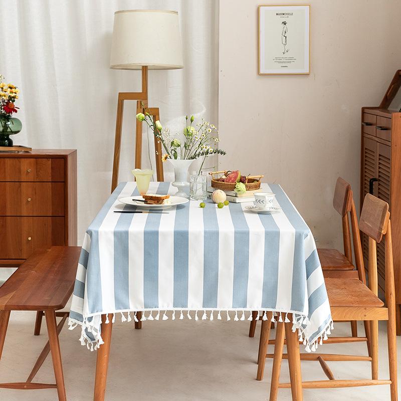 Einfache rechteckige Tischdecke aus Stoff für Studentenwohnheim, Tischdecke mit Fransen, literarische Kaffeetischdecke, Tischdecke