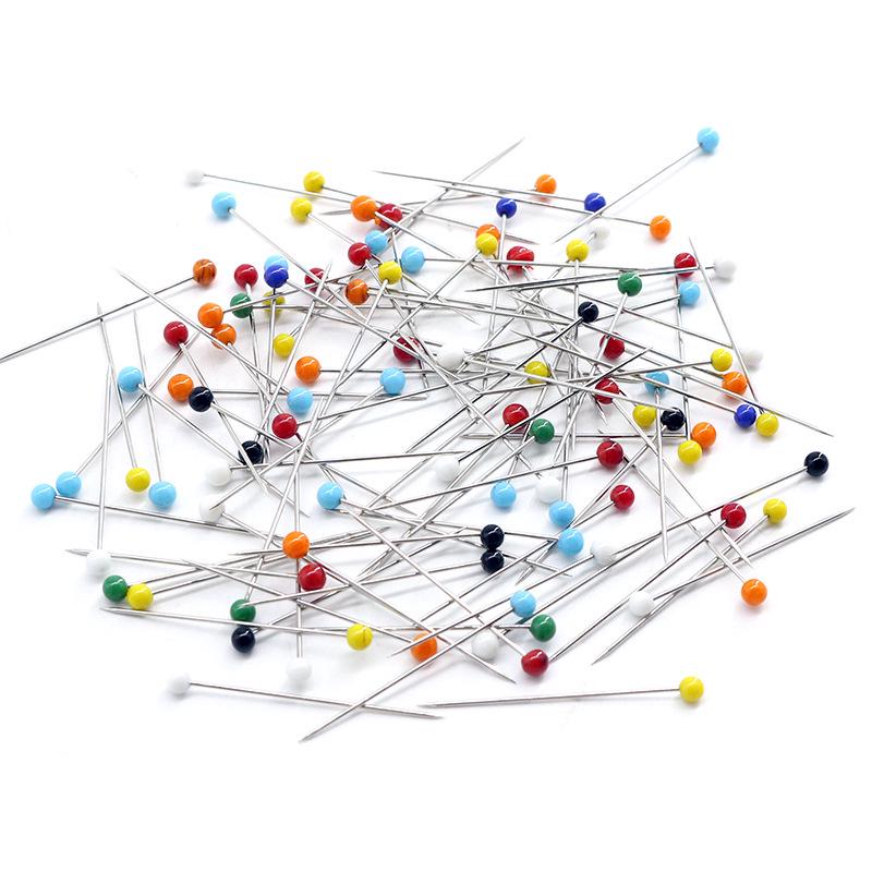 100-Piece Set: 38mm Glass Head Pins in 10 Colors for Sewing and Quilting