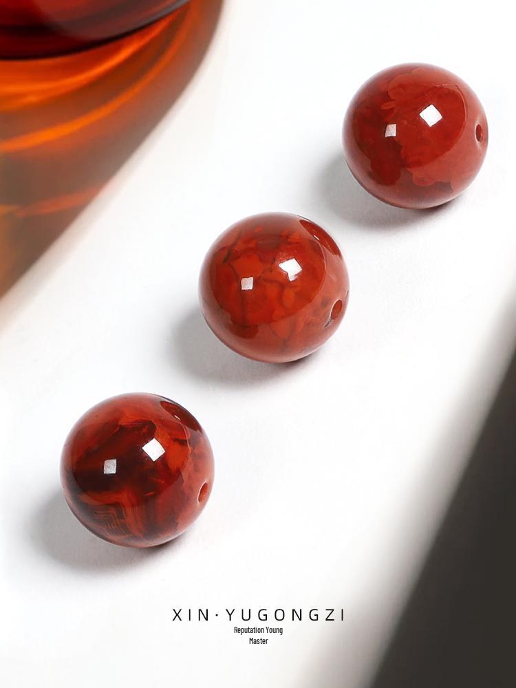 Liangshan Flame Pattern Southern Red Agate Loose Beads for Bracelets