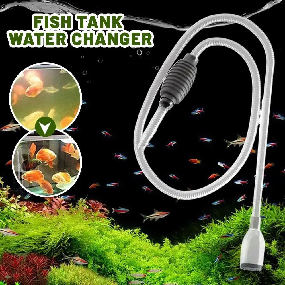 Large Fish Tank Siphon Water Changer Gravel Cleaner Vacuum Debris Suction Tool with Long Extension Tube
