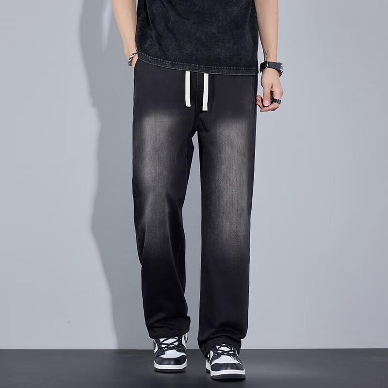 MONPOC Men's Retro Straight-Leg Loose Jeans