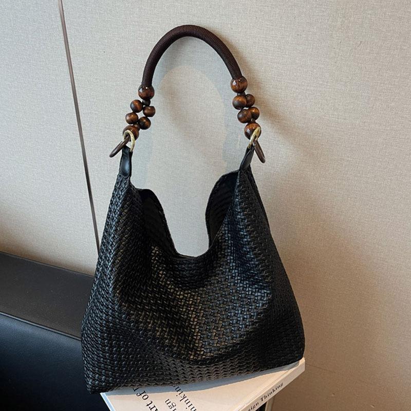 

Hand-woven tote underarm bag new casual large-capacity temperament fashion shoulder bag чёрный