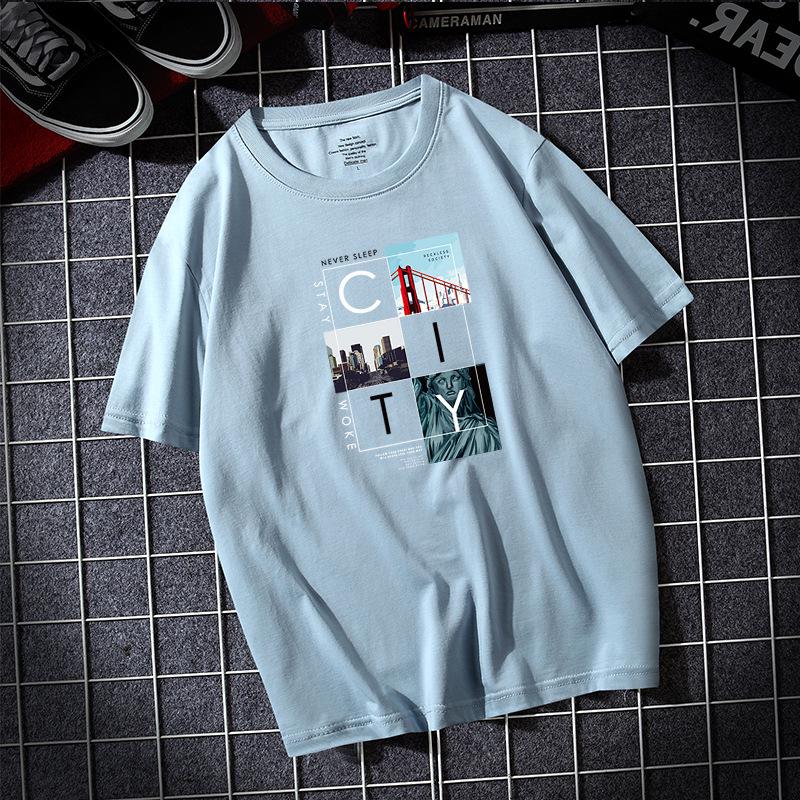 City 8 Colors Plus Size Men Short Sleeves Cotton T-shirt Casual Loose Tee
