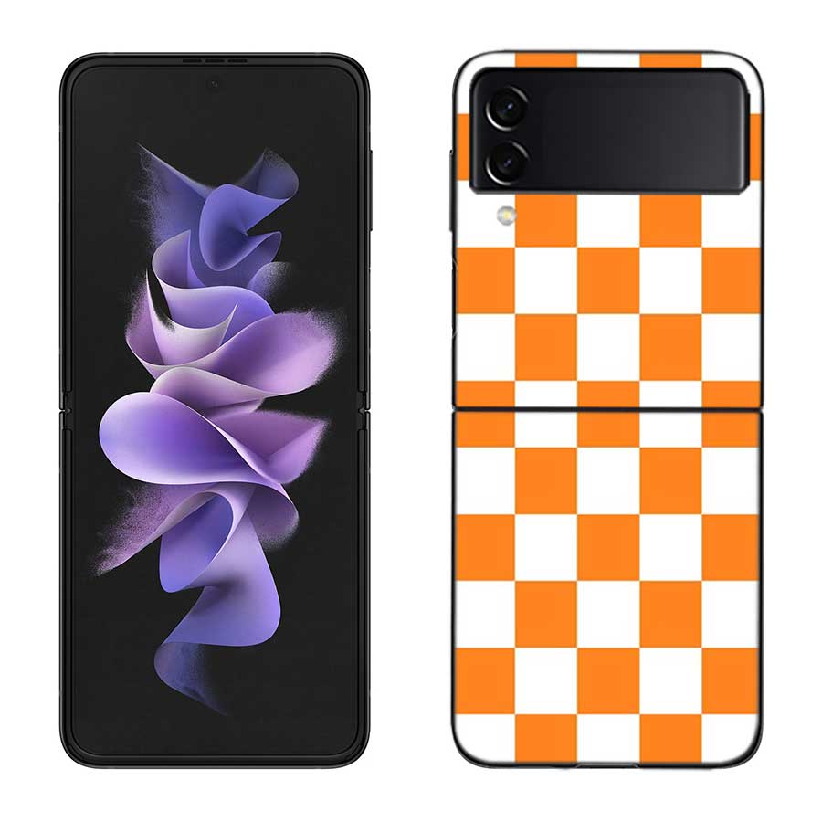 Retro Klassisches Schachbrett Gitter Handyhülle Für Samsung Z Flip 7 6 5G Galaxy Z Flip 5 4 3 Schwarz Hart Cell Hülle Luxus PC Schale C