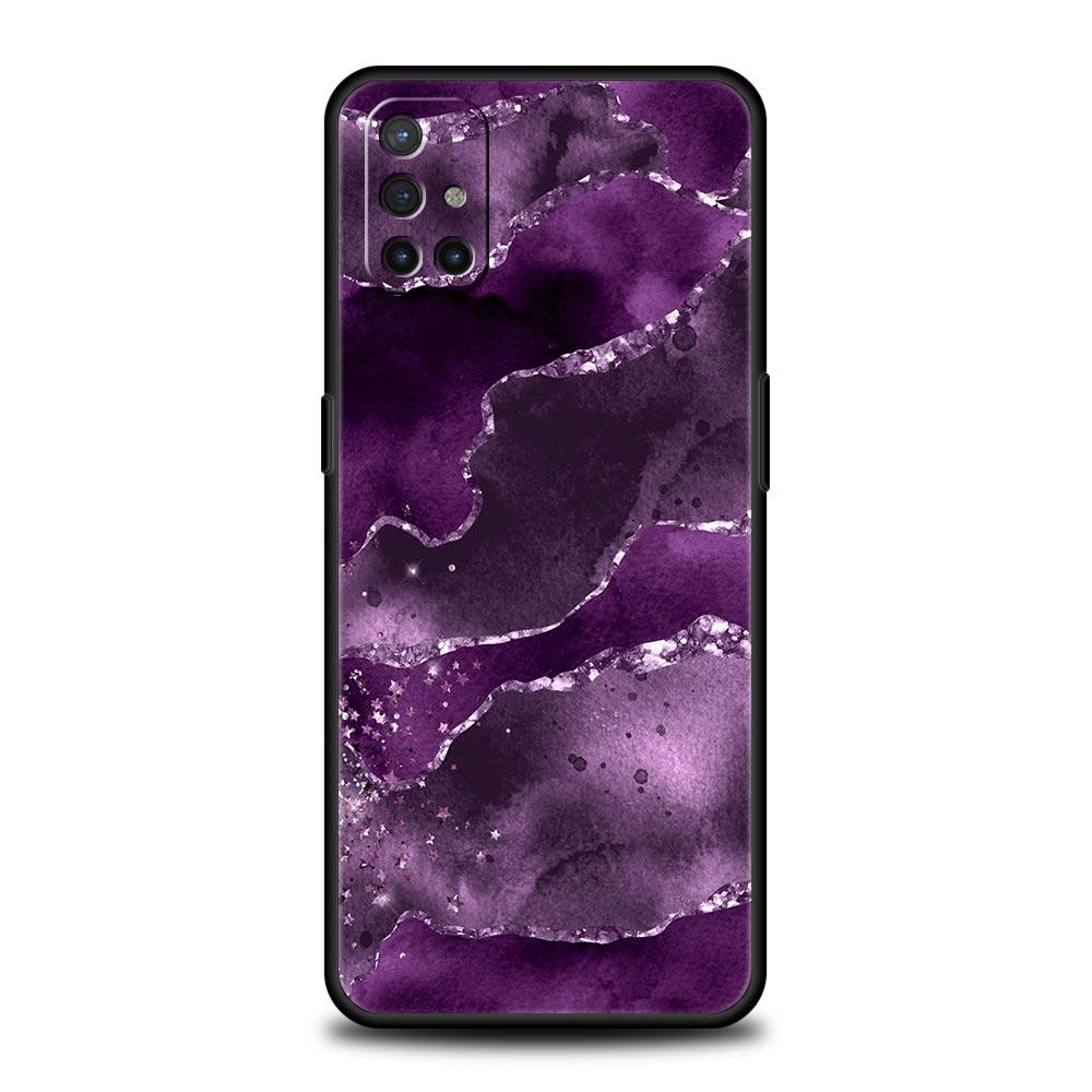 Phone Case For OnePlus 10 9 Pro 9T 9R 9RT 8T 8 7 6T 7T Nord 2 CE 5G N200 N100 Cover Protection Navy Blue Glitter Agate Marble