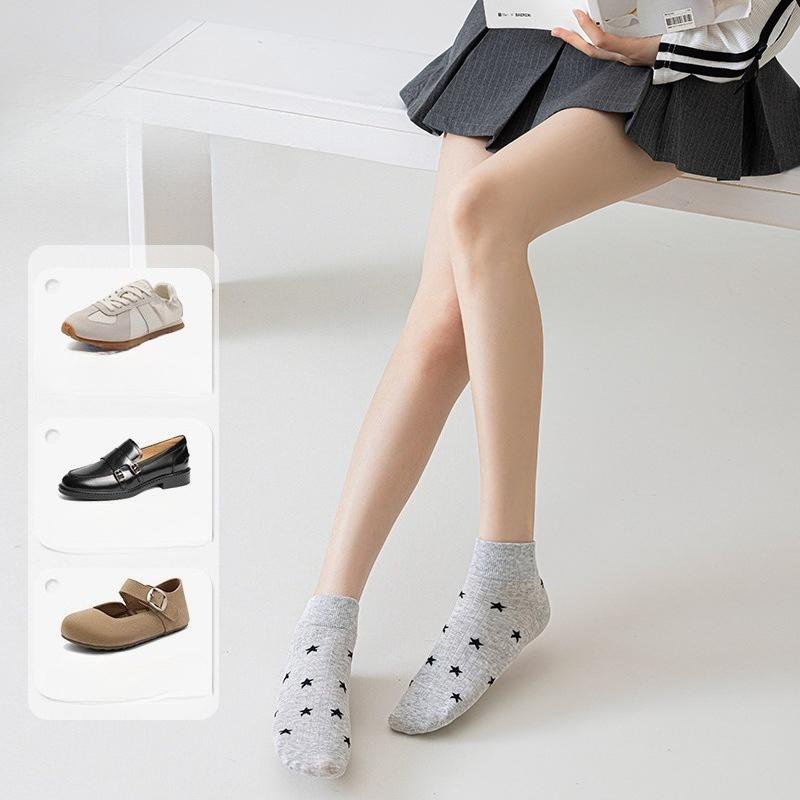 Solid-color Dotted Vertical Stripes Solid-color Casual Short Socks, Cotton Socks, Mesh Breathable Thin Spring and Summer Socks