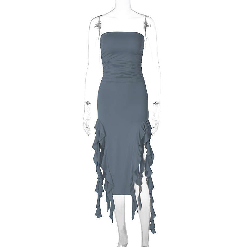 

Платье для пикантной девушки Женская одежда Юбка-бюстгальтер Лето Чувство дизайна Нестандартное платье Без рукавов S