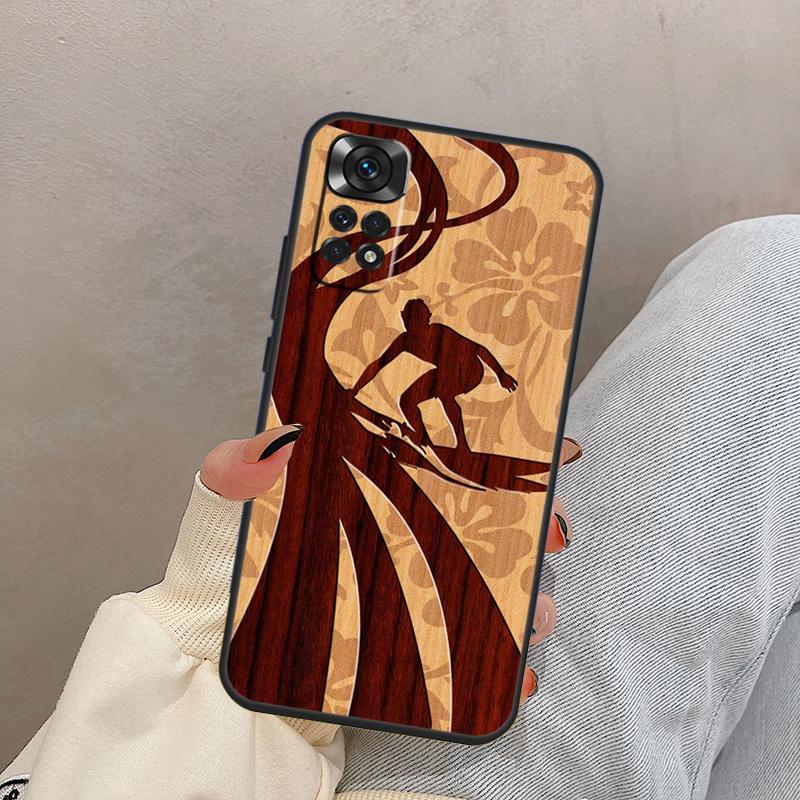 Beach Hawaiian Faux Koa Wood For Xiaomi Redmi Note 14 10 11 12 13 15 Pro Plus Case Cover For Redmi 15 15C 14C 10C 12C 13C