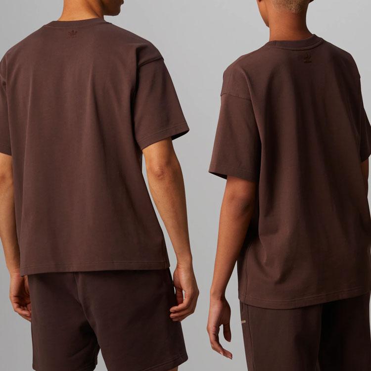 Adidas Originals Clover X Pharrell Williams Solid Color Crew Neck Sports Short Sleeve Tee Unisex Tops Brown HI2956