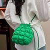 Women's Quilted Puffer Bucket Bag Drawstring Closure Creative Shoulder Crossbody Bag for Daily Commute and Outdoor  White