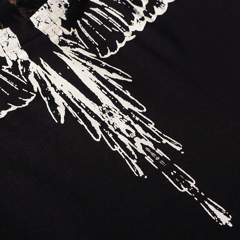 Factory wholesale 2021 summer new product craftsmanship non-sensory printing solid color wings short-sleeved T-shirt men's and women's couples tops
