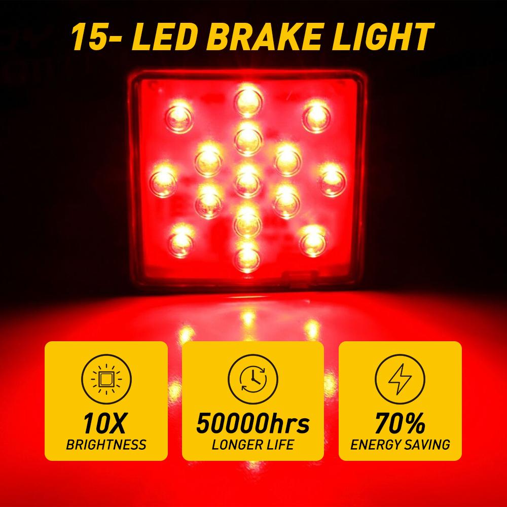 Trailer Truck Caravan 15LED Taillight Tail Light Turn Signal Indicator Brake Stop Lamp Number Plate Light Rear Reverse DRL