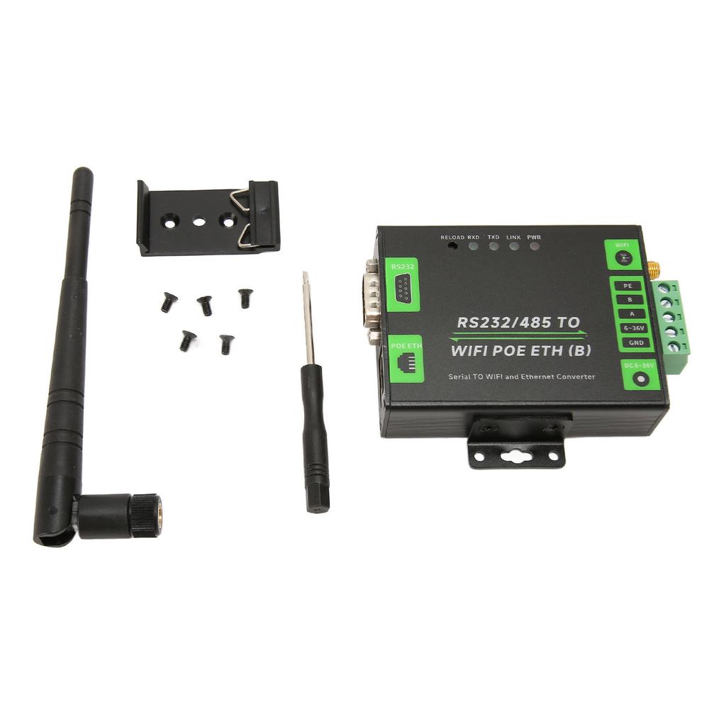 RS232 RS485 na WiFi POE Ethernet Sériový serverový převodník Multifunkční Průmyslový Sériový port
