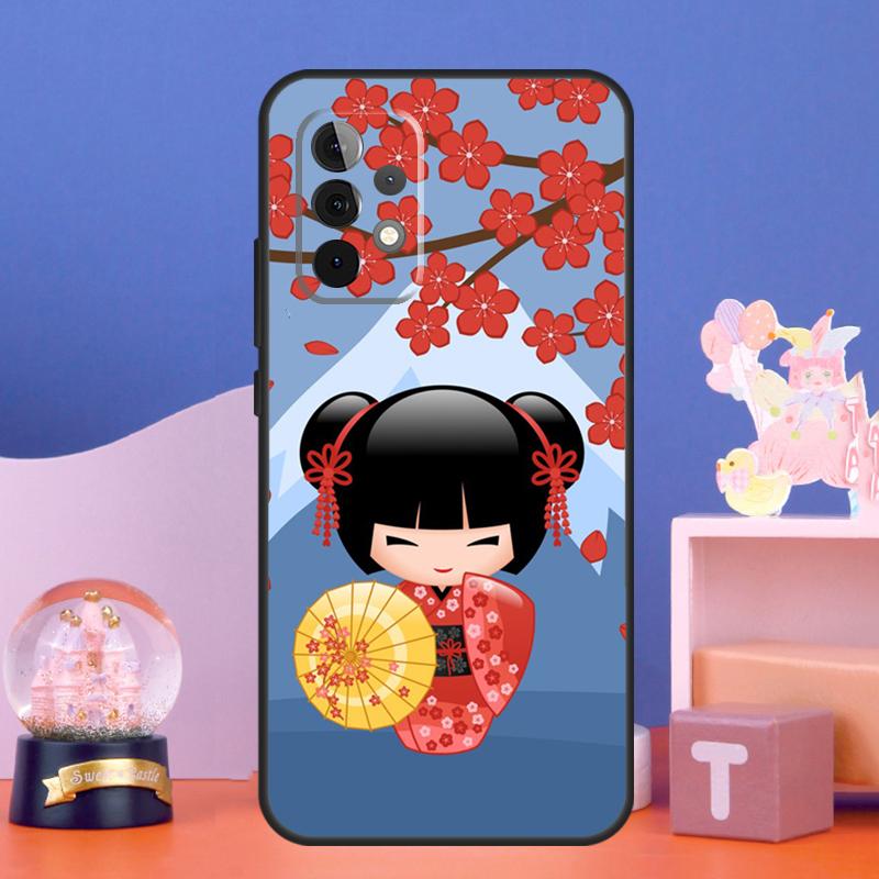 

Japanese Geisha Kokeshi Doll Case For Samsung Galaxy A52 A32 A22 A12 A14 A24 A34 A54 A53 A33 A13 A15 A25 A71 A51 Cover Samsung A33 5G