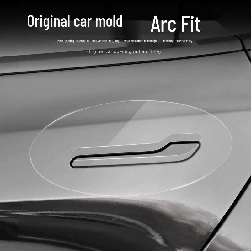Tesla Model Y/Refreshed Model 3 Door Bowl Protector Film - Transparent Anti-Scratch TPU Handle Surround.