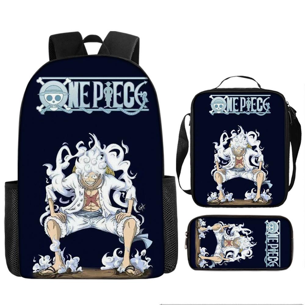One Piece Cartoon Anime Rucksack Leichte Ergonomische Schultasche für Grundschüler Umhängetasche Federmäppchen Set