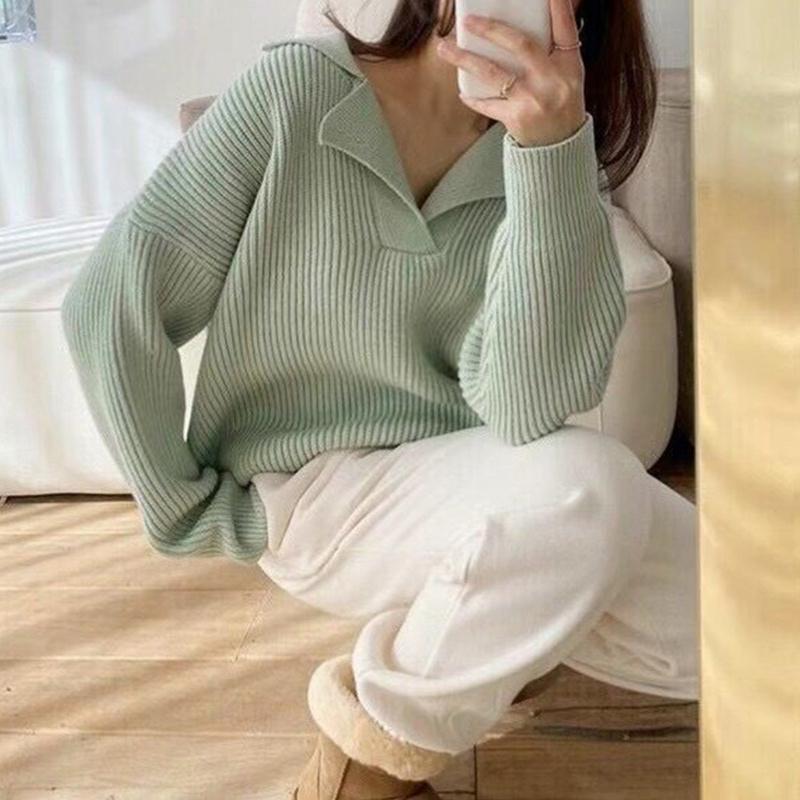 Hirsionsan Herbst Einfache Grund Kaschmir Jumper Frauen Casual Solide V-ausschnitt Pullover Weibliche Lange Hülse Lose Faul Gestrickte Pullover