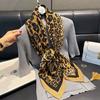 Luxury Leopard Print Satin Silk Square Scarf for Women Shawl Hijab Neckerchief Female Hair Headband Fashion Wrap Bandana New