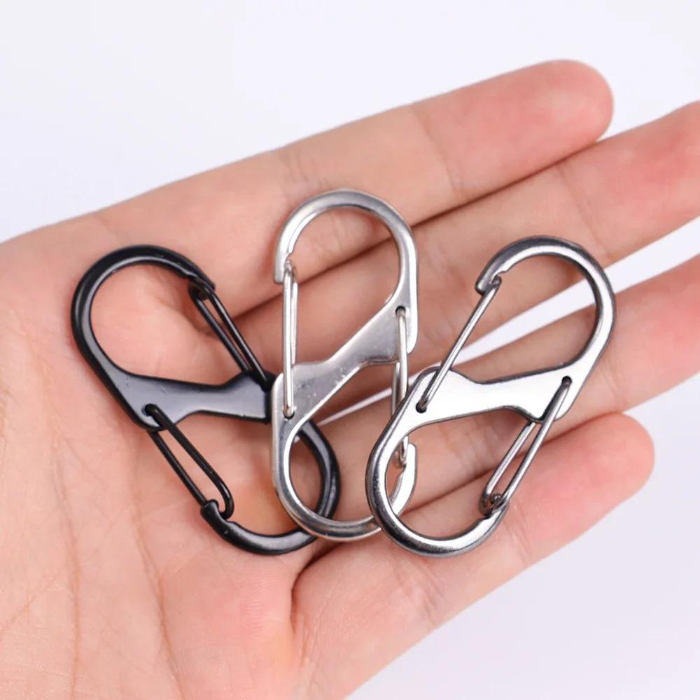 10Pcs S-Type Zinc Alloy Carabiner with Lock Mini Keychain Hook Anti-Theft Outdoor Camping Backpack Buckle Key-Lock Accessories.