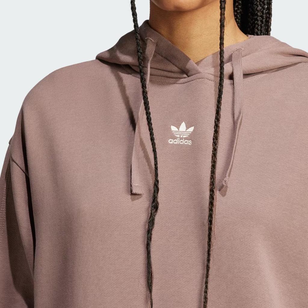 adidas Originals Loose Fit Hooded Long Sleeve Pocket Pullover Sweatshirt Women Sweatshirt Brown JC8981