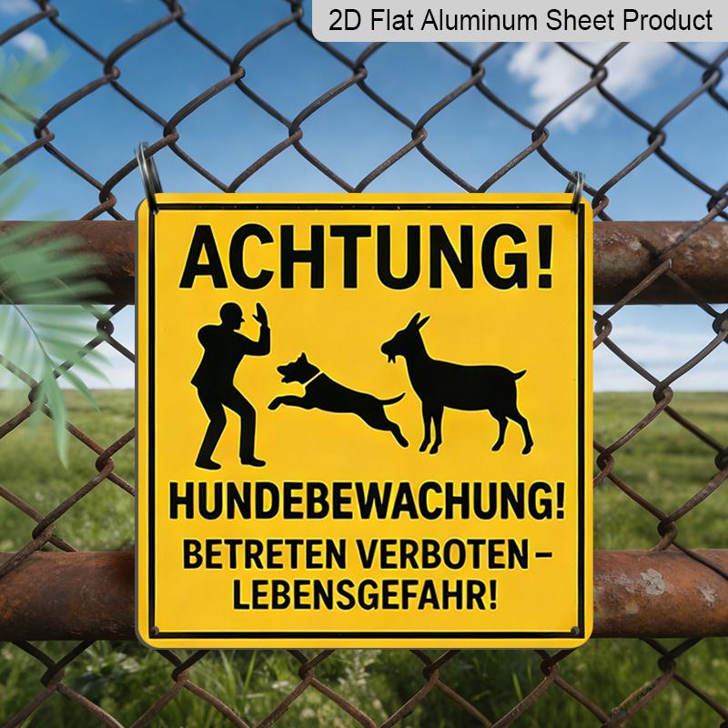 

2D Flat, 1pc Vintage Farm Safety Metal Sign - German Text & Countryside Warning Style Aluminum Plaque, Wall-Mountable Farmhouse Warning Sign for 20*20cm