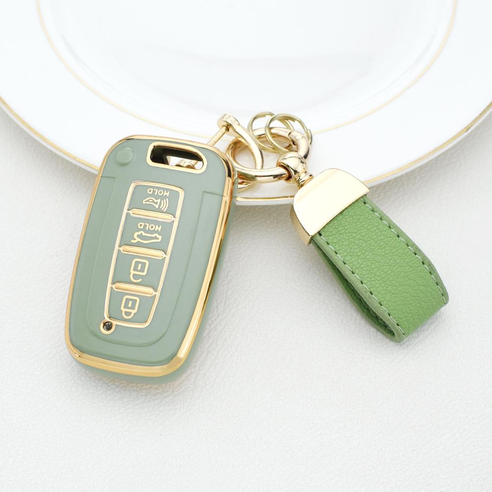 

4-кнопочный чехол для смарт-ключа автомобиля, брелок для Hyundai IX35 Elantra Sonata 8 9, для Kia Sportage K5 K2 Sorento Optima Forte 2011-2016, брелок зелёный