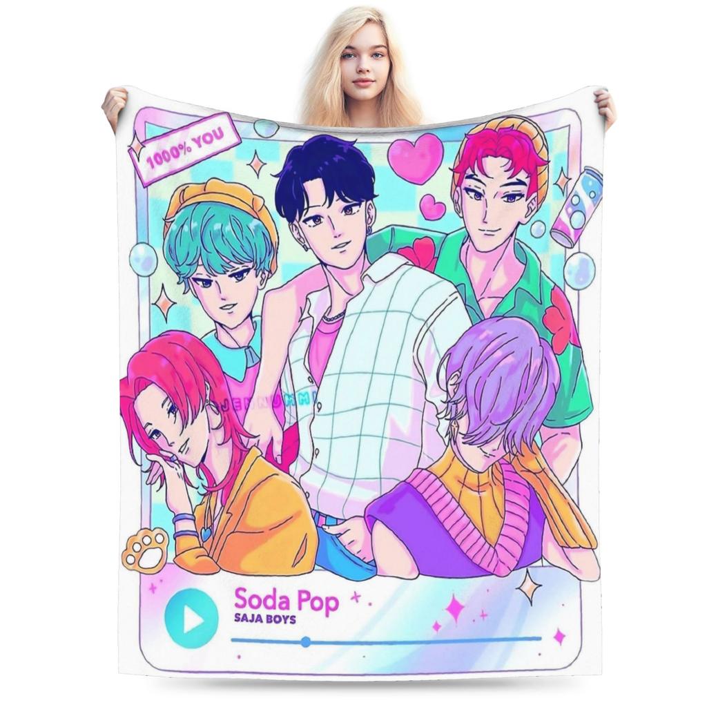 BABY Saja Boys Kpop Demon Hunters Game Plush Blankets Boy Girl Flannel Bedding Throws For Living Room Warm Soft Custom Bedspread