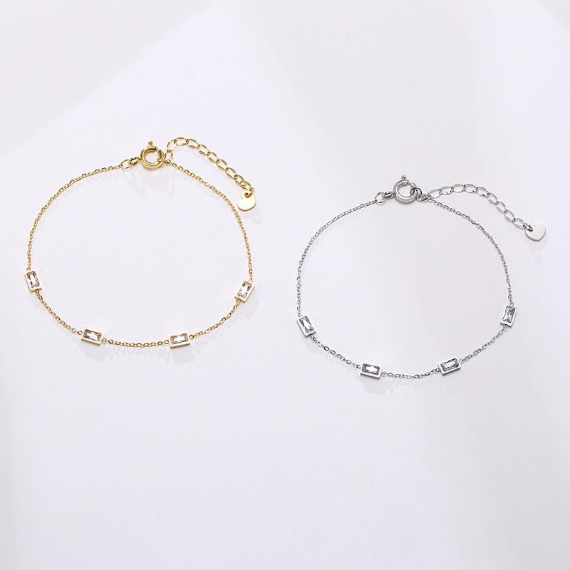 Vnox Elegant Women's Thin Chain Bracelets, Bling CZ Stone Charms Wristband Temperament Jewelry,Length Adjustable