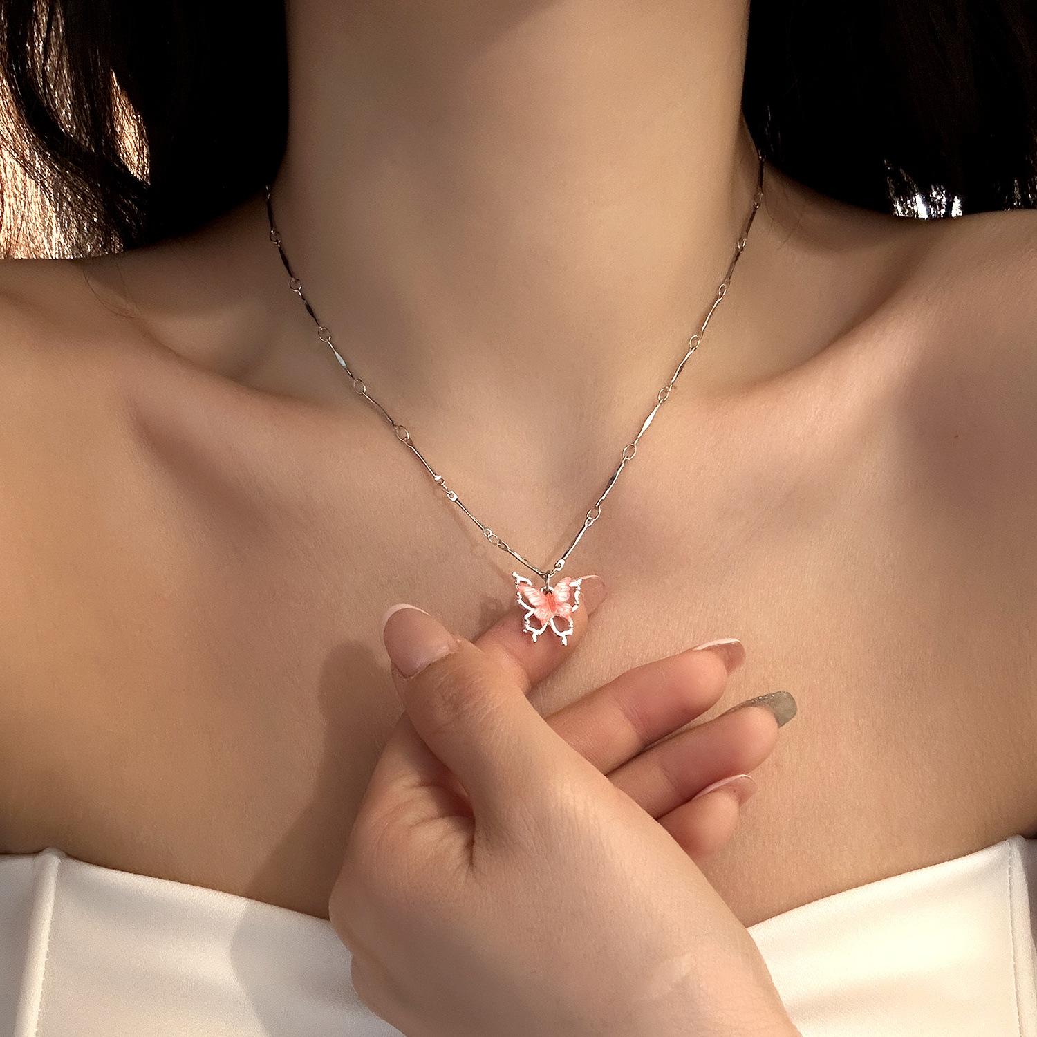 

Blue butterfly necklace women s light luxury niche exquisite neck chain high sense stacking choker collarbone chain women помаранчевий