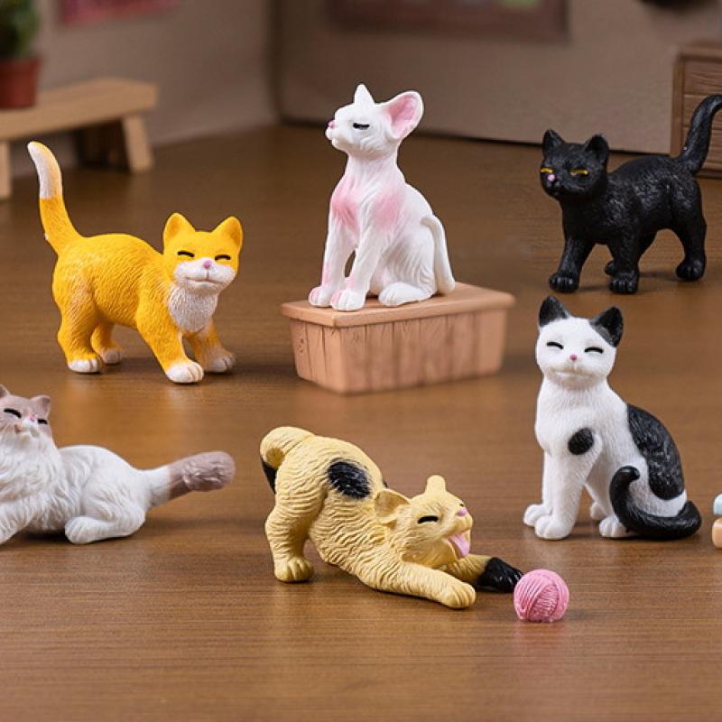 3/6Pcs Diy Micro Landscape Resin Cat Ornament Animal Miniature Fairy Garden Decoration Kitten Figurine Home Decor Accessories
