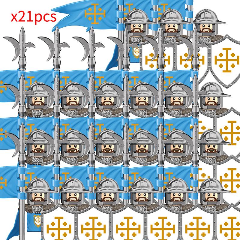 MOC Medieval Knights of Jerusalem Tripoli Castle Figures Soldiers Military Building Blocks Bricks Toy for Children Gift