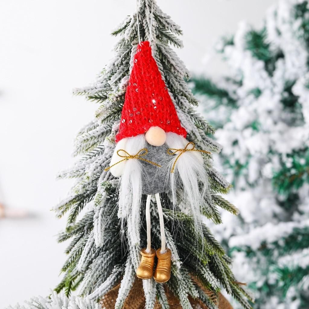 Muñeco Creativo de Anciano del Bosque Decoración Navideña Adorno Colgante Brillante Sin Rostro En Rosa Dorado Rojo Y Gris