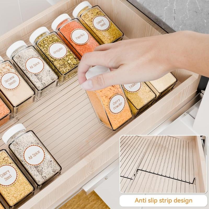 Acrylic Spice Organizers Step Tray Adjustable for Drawer Storage with Simple Setups