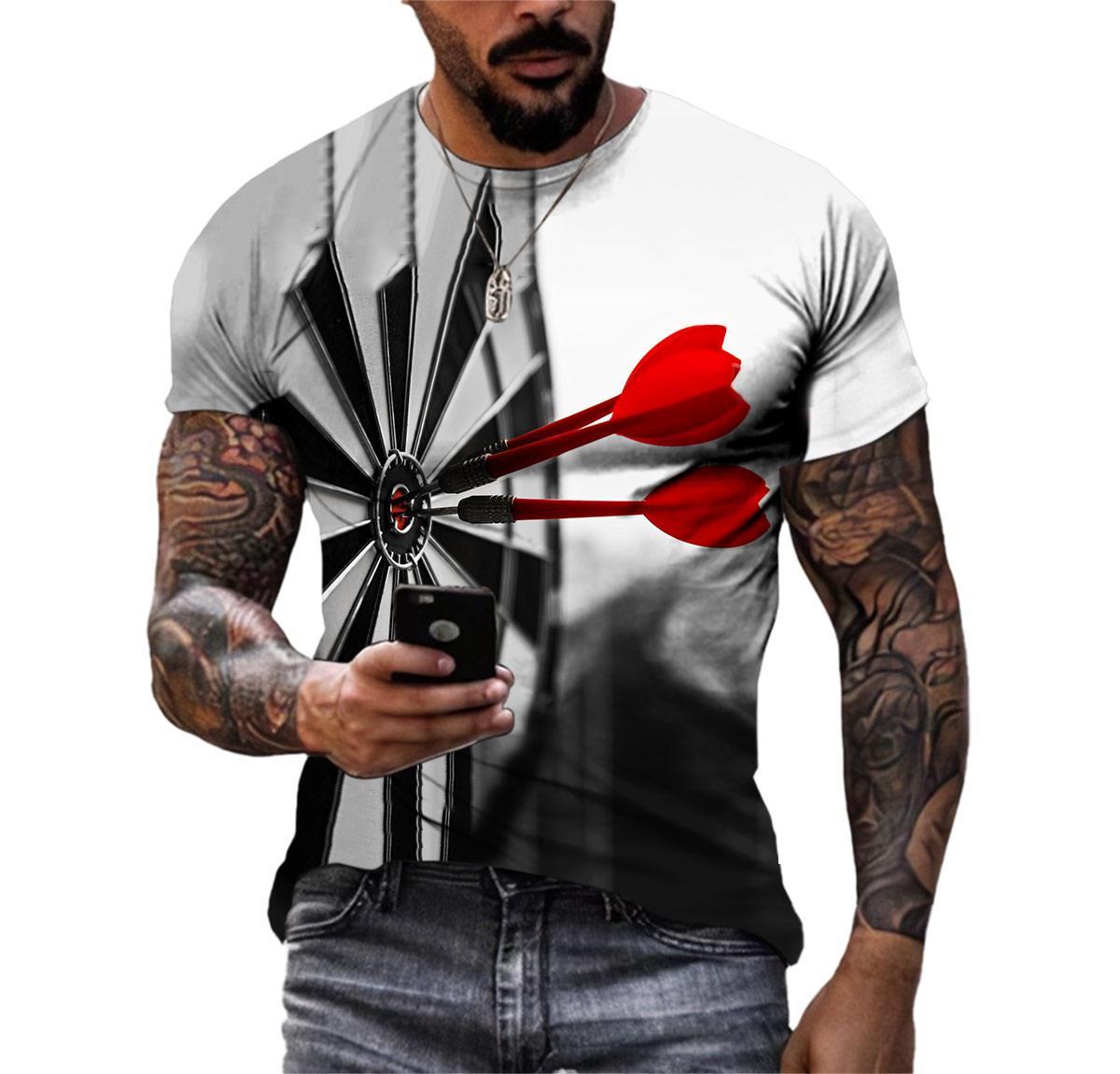 

Личность Дартс Трендовая мужская футболка Новая Hd 3d печать Повседневная забавная мода с круглым вырезом Удобная быстросохнущая одежда с короткими рукавами