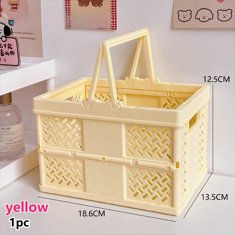 

5-Pack Multi-Color Plastic Storage Baskets with Handles Collapsible Folding Organizer Boxes Multipurpose Table Organizing Boxes