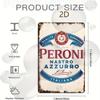 Peroni Nastro Azzurro Vintage kovový znak - 8x12" plechová deska s italským pivem, rustikální nástěnná dekorace pro bar, domov, odolná proti povětrnostním vlivům