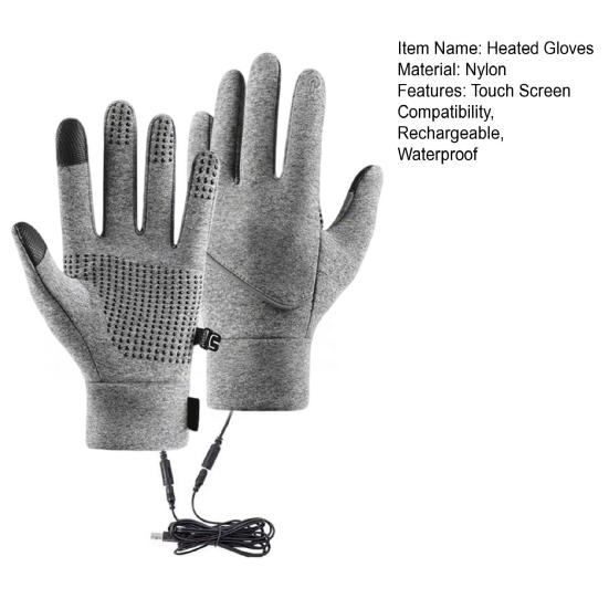 Waterproof Heated Gloves Men Women Winter Rechargeable Hand Warmers Touch Screen Electric Heated Gloves with Anti-Slip Palms for Skiing Cycling Hiking