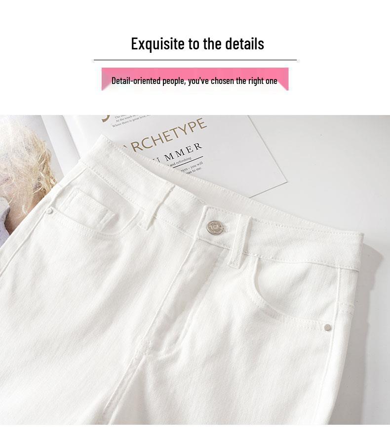 2024 Women's White High-Waisted Micro-Flare Summer Jeans