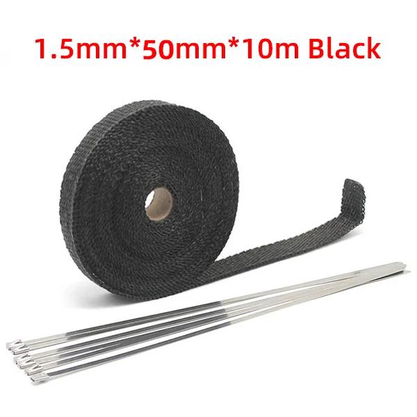 5cm*5M/10M/15M Fascia Termica Scarico Moto Marmitta Nastro Termico Sistemi di Isolamento Scudo Termico con Fascette in Acciaio Inossidabile Accessori Moto