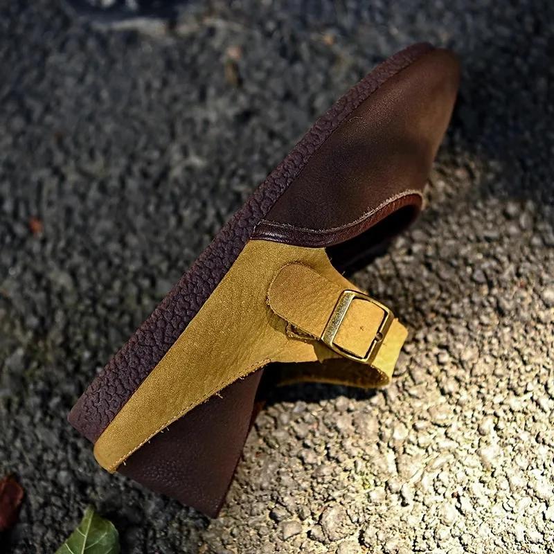 Nuove Pantofole Mezzepunte Chiusa Retro Autunno 2025 Versatili Slip-on con Suola Spessa per Donne Petite