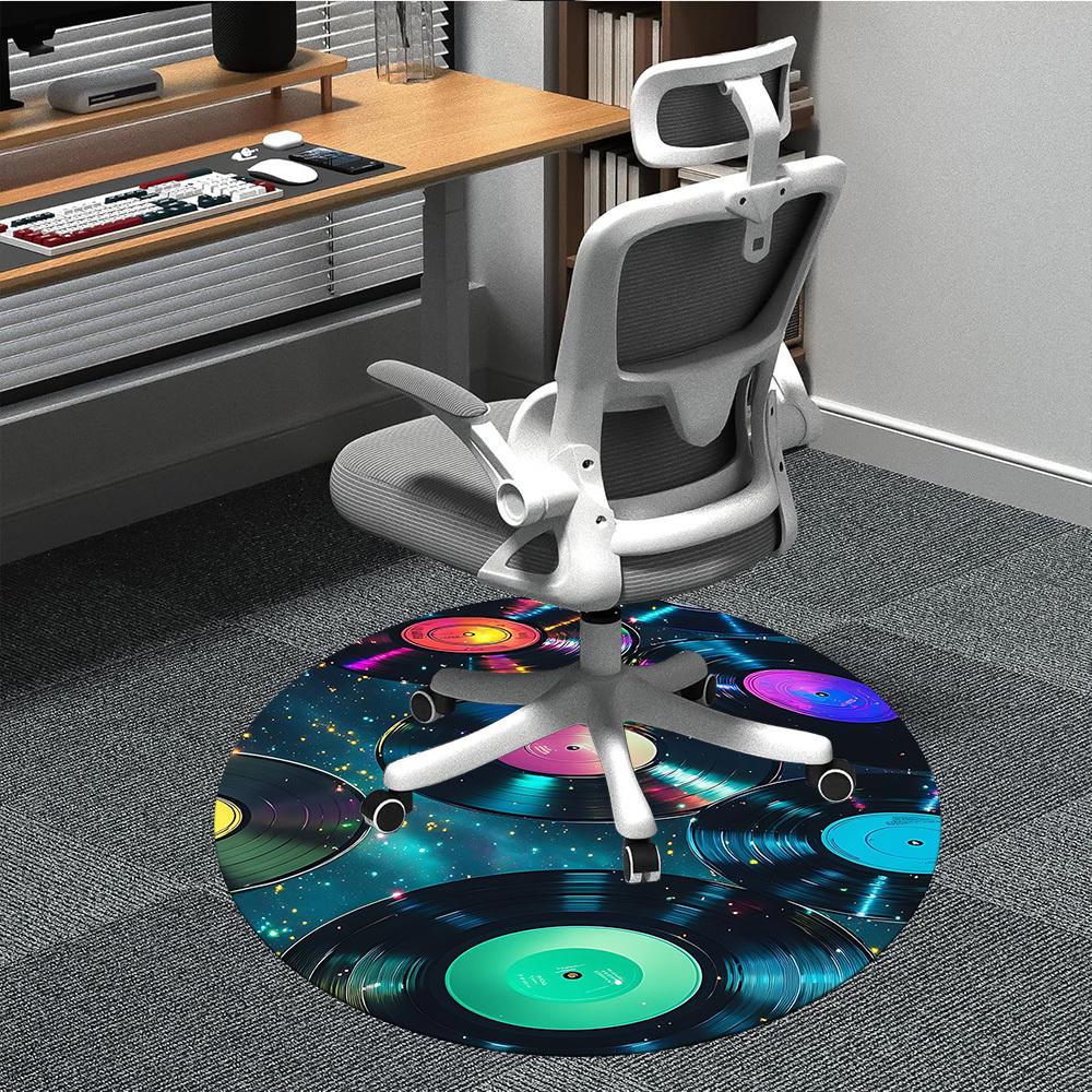 1pc Vinyl Records Cosmic Office Round Area Rug,  Mat Suitable ForOffice, Under Office Chairs Bedroom Living Room Home Decor, Room Deco