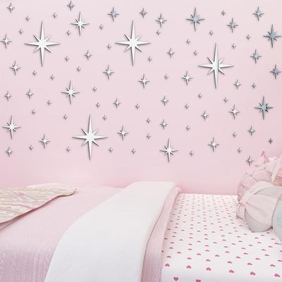 82pcs Acrylic Star Mirror Wall Sticker Waterproof Self-adhesive Children Room Kindergarten Home