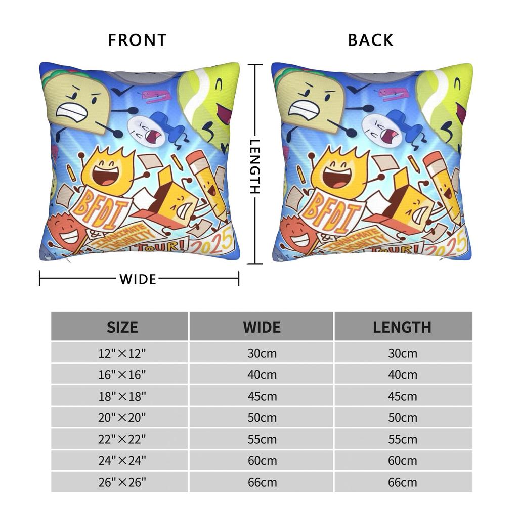 Decorative Pillow Cover BFDI Battle for Dream Island Merch Bed Pillow Case Cover Square Multi-Size