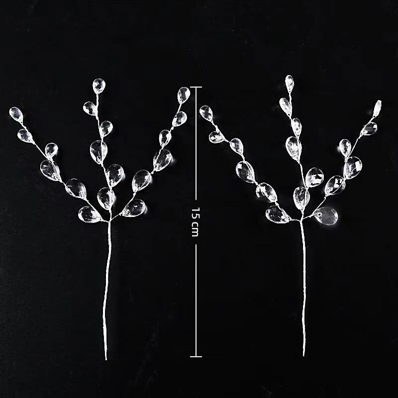 Elegant Acrylic Crystal Drop Flower Twig Picks 10Pcs for Wedding Bridal Bouquet Embellishment Use
