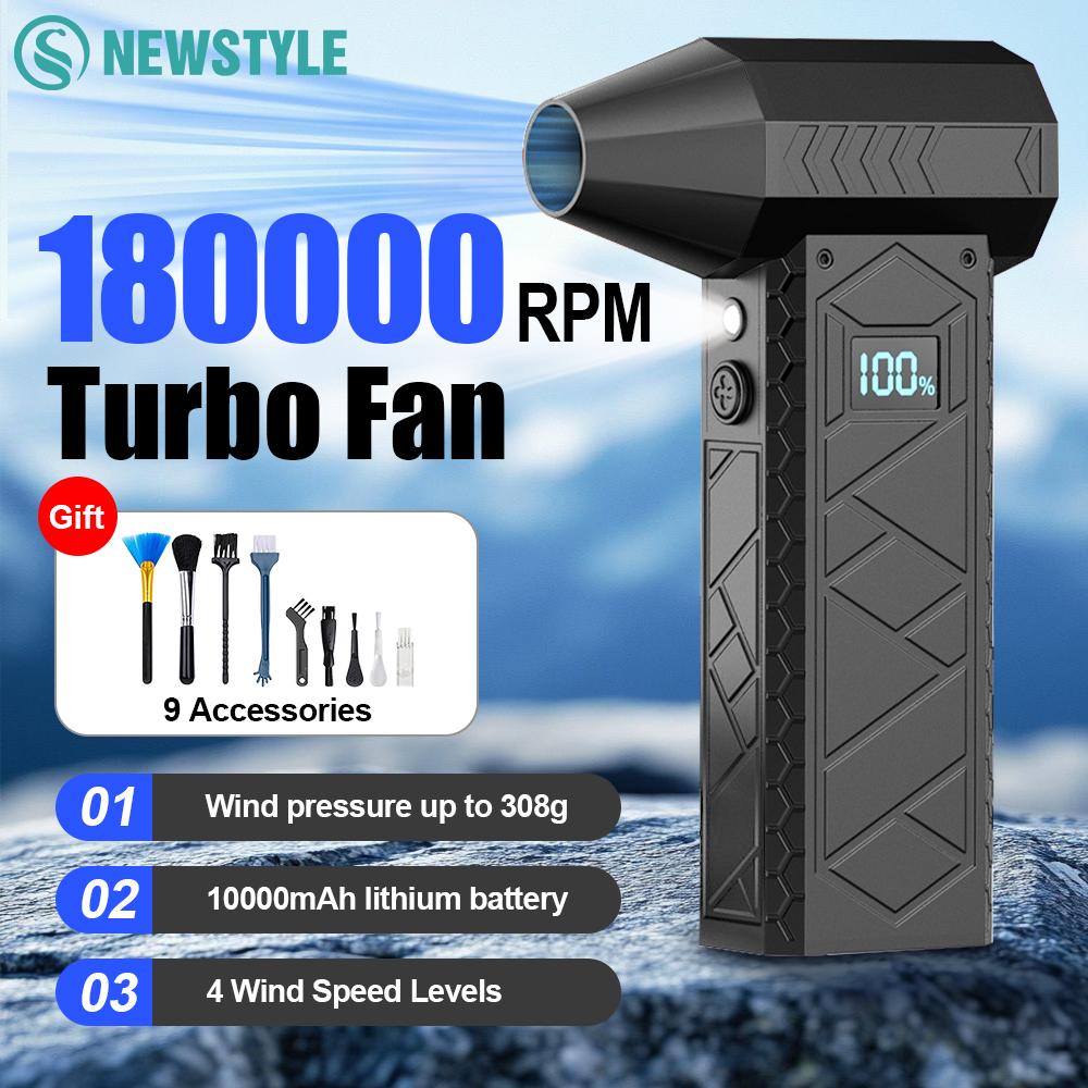 Spolverino ad Aria Elettrico 180000RPM con Schermo Display Luce 4 Marce Regolabile Senza Fili Turbo Soffiatore 10000mAh Ricaricabile USB Strumenti