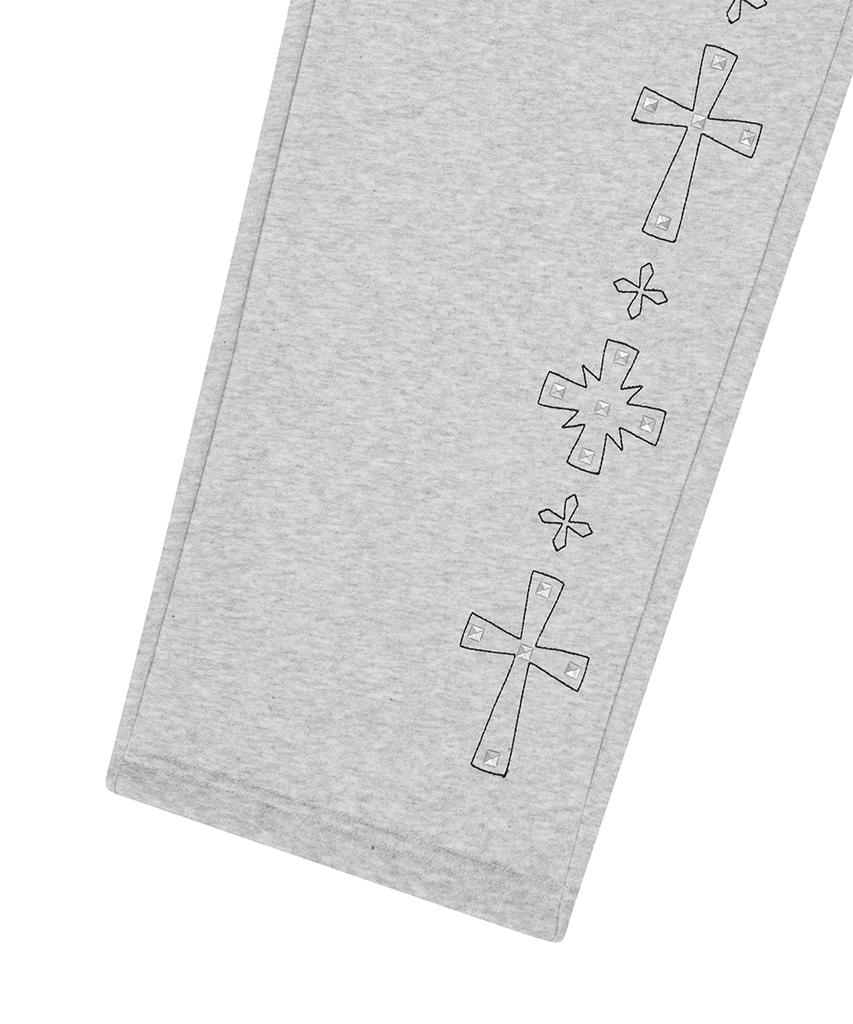 MAHAGRID Cross Stud Sweatpant Gray(Mg2Gsmpa09A)