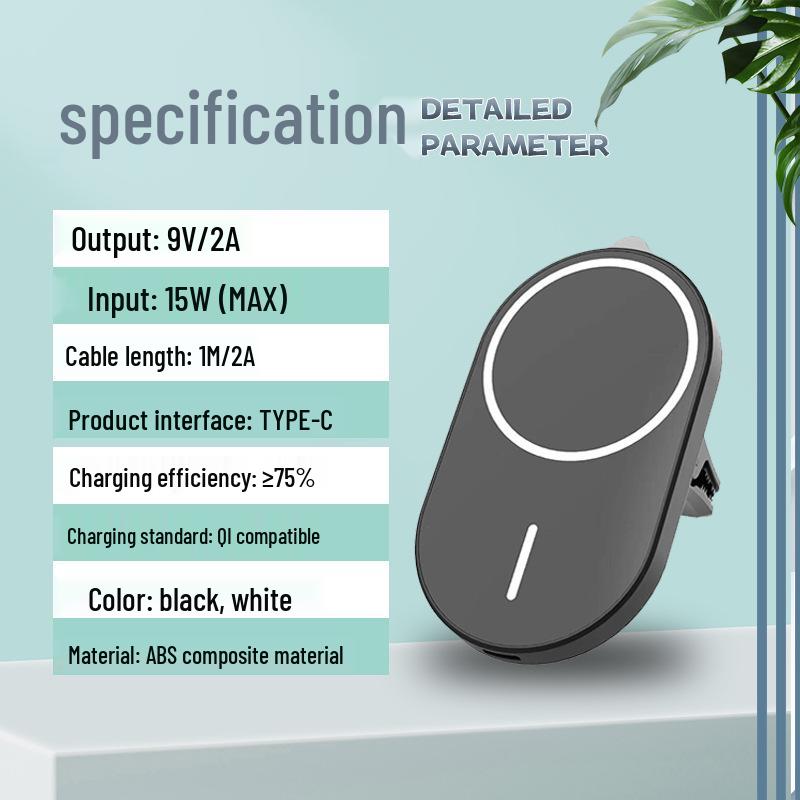 15W Magnetic Wireless Car Charger with Air Vent Holder
