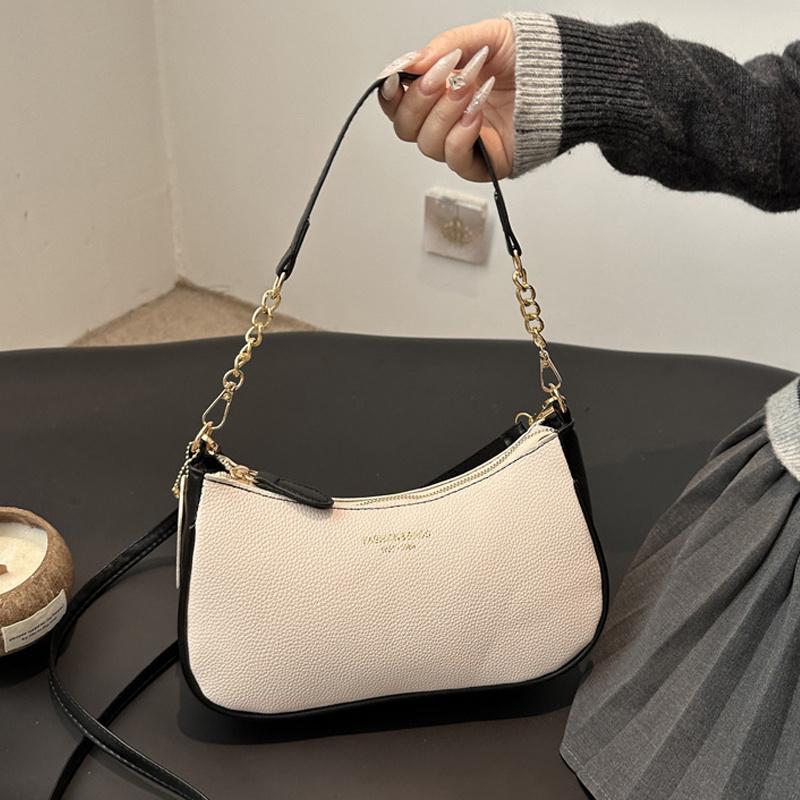 Leather Bag Women's Black Crossbody Bag For Adjustable Strap Crescent Shoulder Bag Pu Leather Zipper Closure Casual Handbag For Work Travel