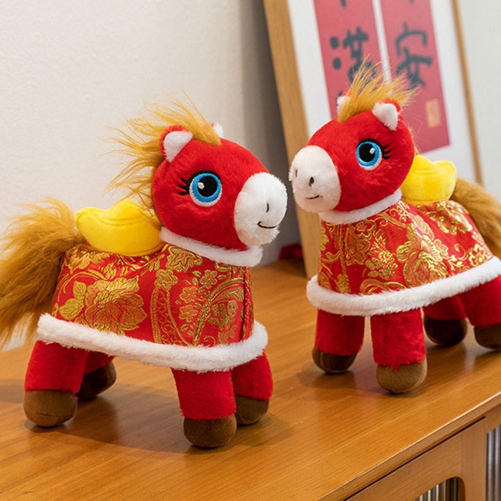 2026 Horse Year Plush Horse Doll Letter Print Horse Stuffed Animal Pony Animal Toys  Car Decor